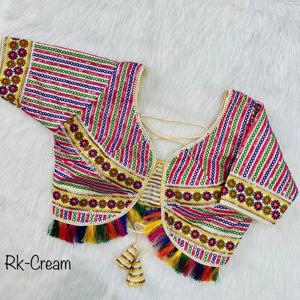 Readymade Navratri Special 11 Nidal Multi Gamthi Work Blouse - Anant Exports