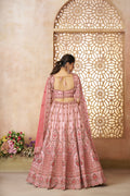 Elegant pink silk lehenga choli with dupatta