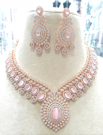 Rose gold light pink choker necklace