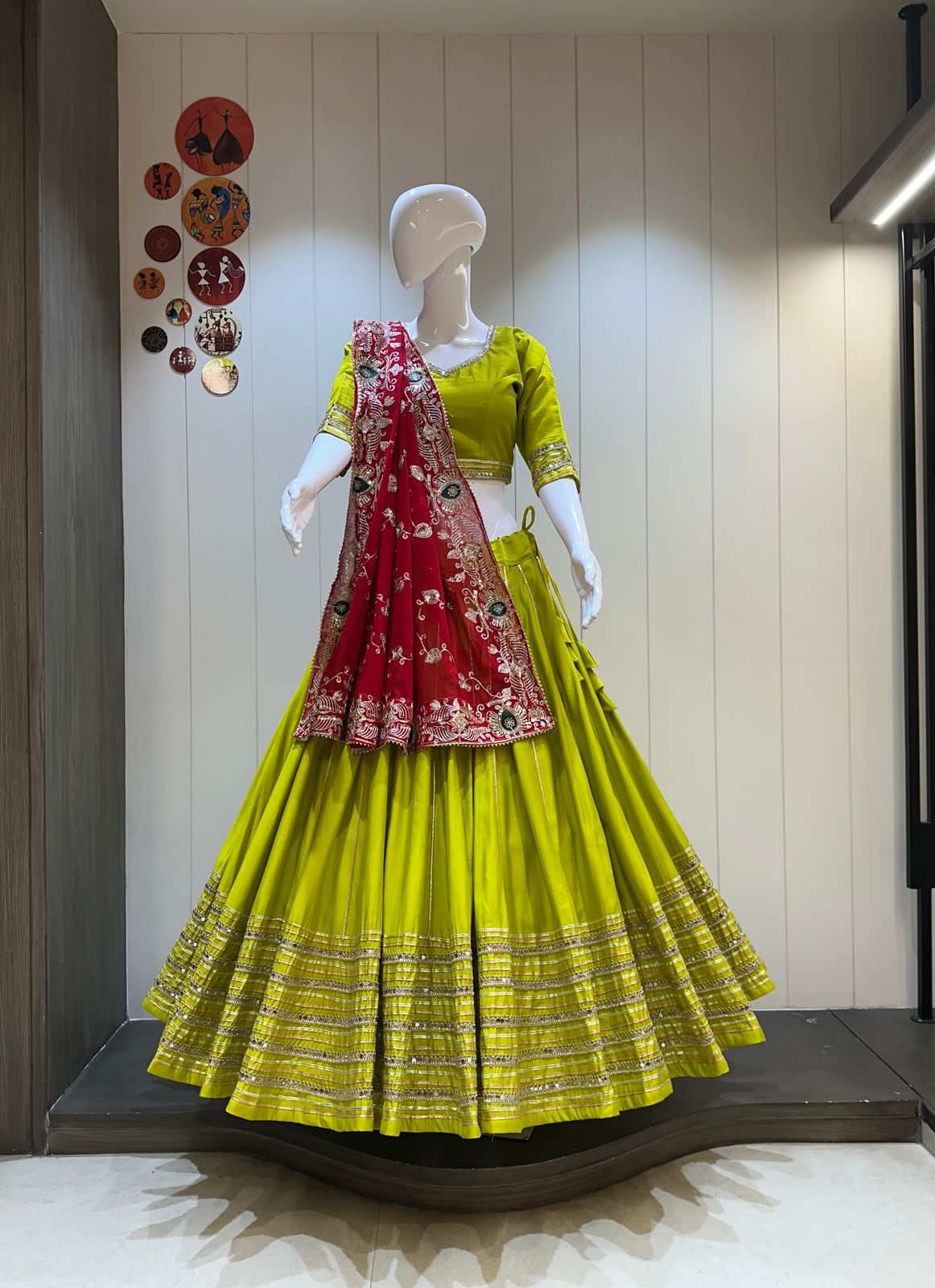 Lime green chaniya choli for navratri wear