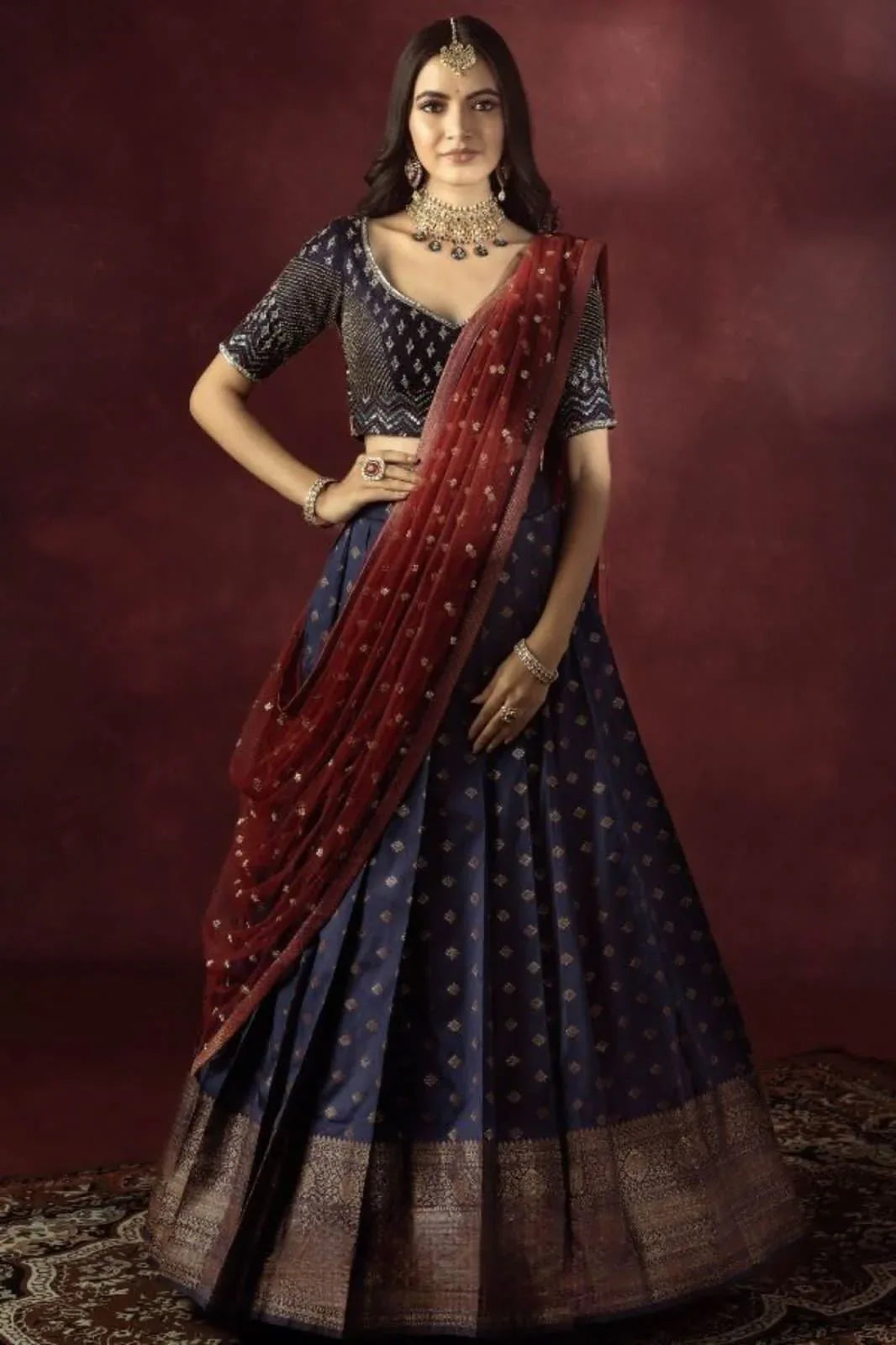 Beautiful Kanjiveram Silk Pure Zari Half Saree - Anant Exports