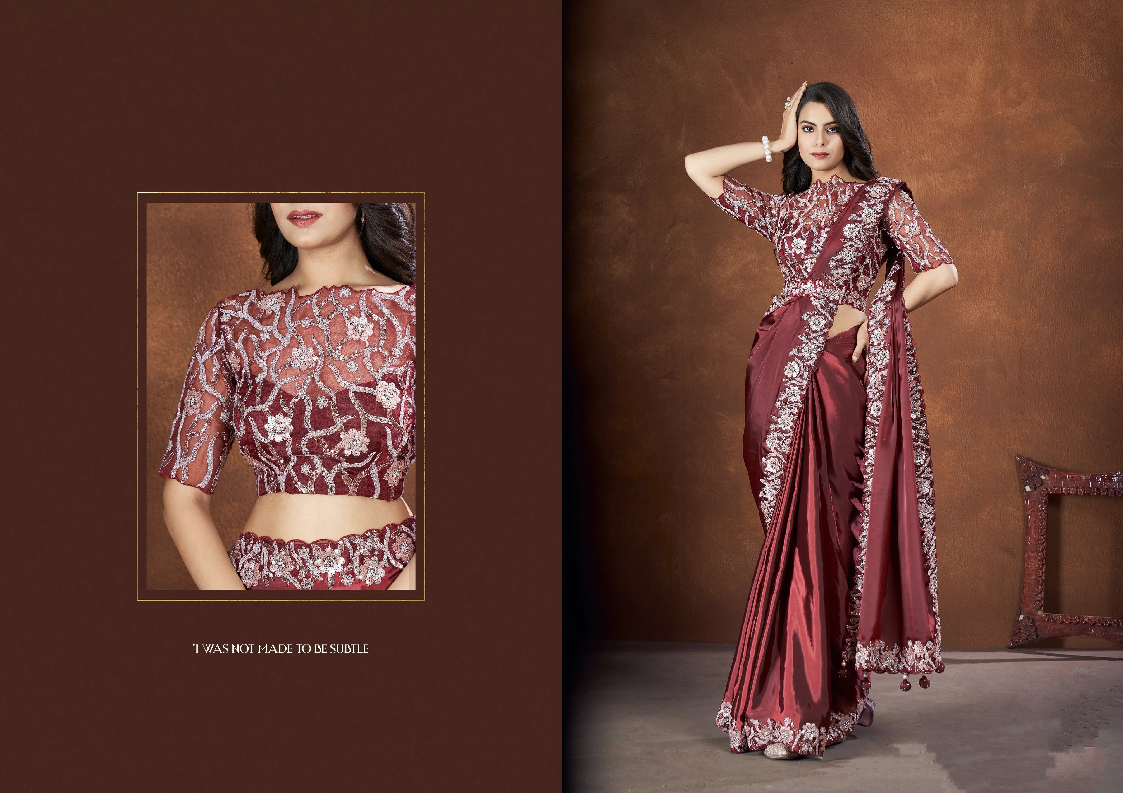 Beautiful Designer Festive Wear Heavy Crepe Satin Silk Saree