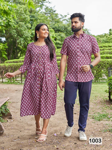 Trendy couple 2.0 Occasion Special Couple combo of Shirt and kurti Same matching