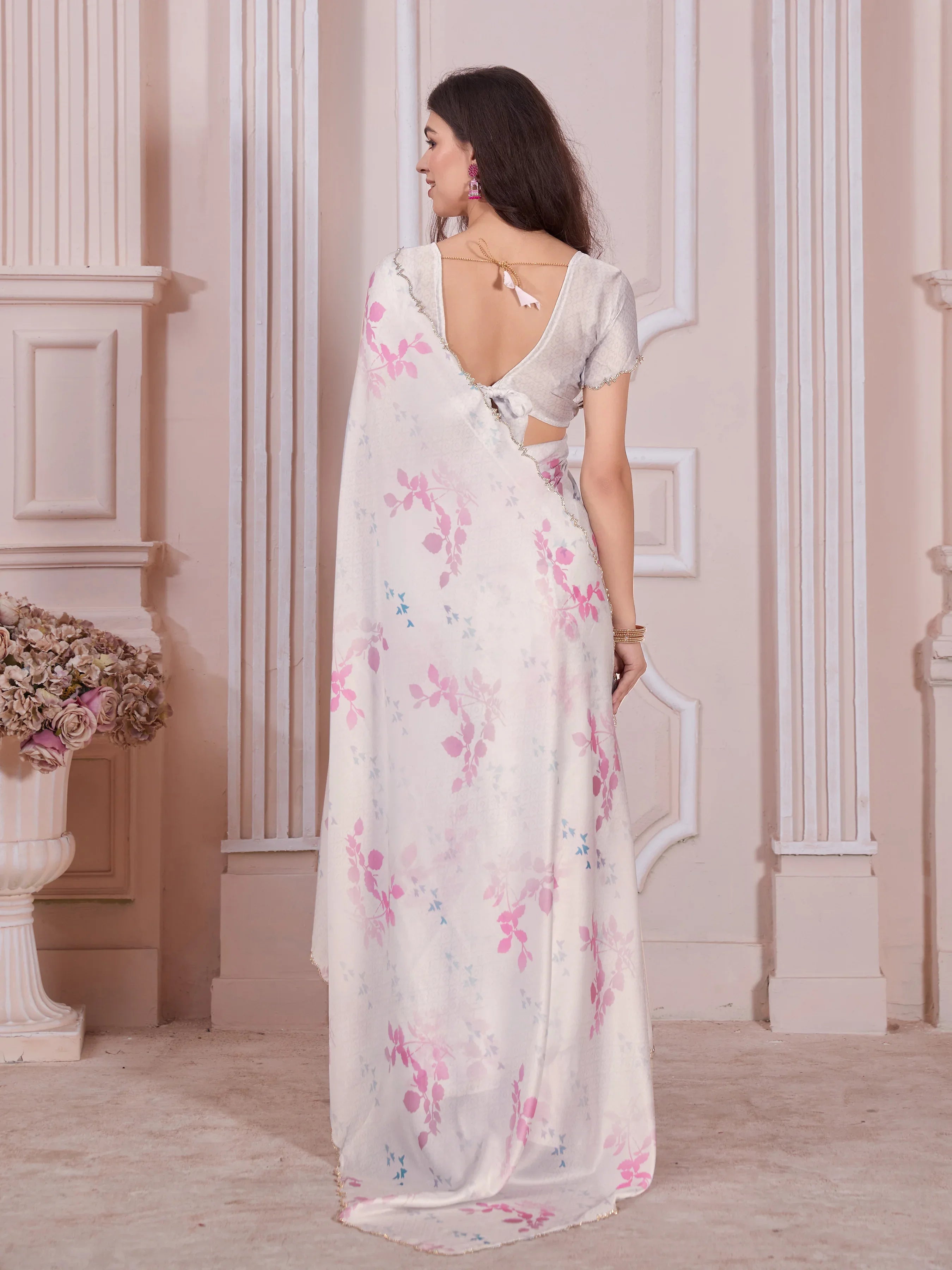 Beautiful Designer Casual Wear Pure Satin Georgette Saree