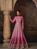 Fuchsia Pink and Gold Heavy Embroidered Anarkali Suit