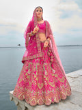 Baby Pink Elegant Bridal Lehenga with Gold Embroidery