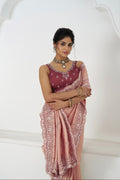 Designer bridal saree in dark pink Dola viscose silk