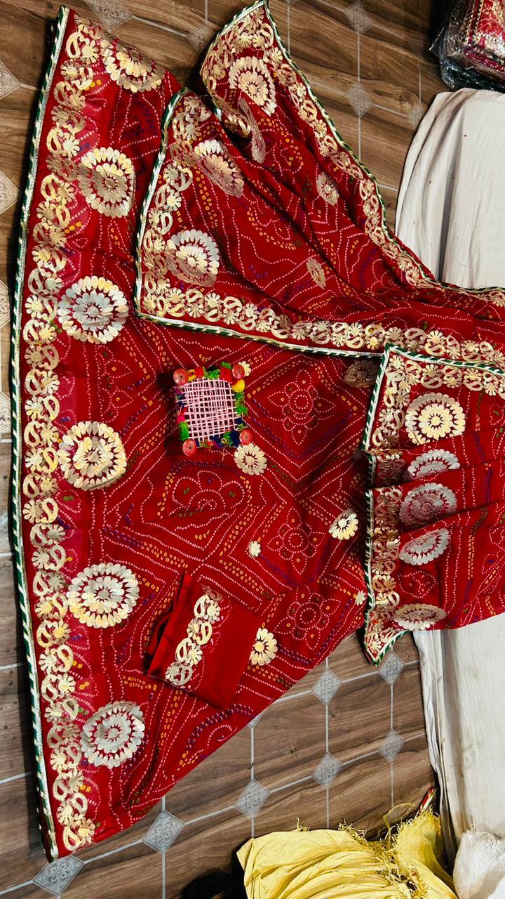 Rajasthani Traditional Bandhini Gotta Patti Lehenga Choli - Anant Exports