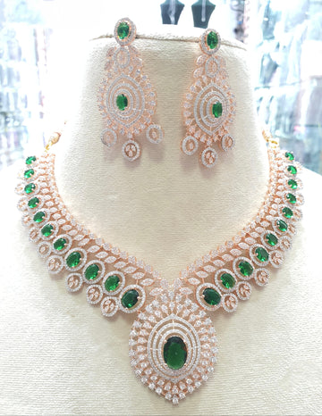 Rose gold green necklace for wedding