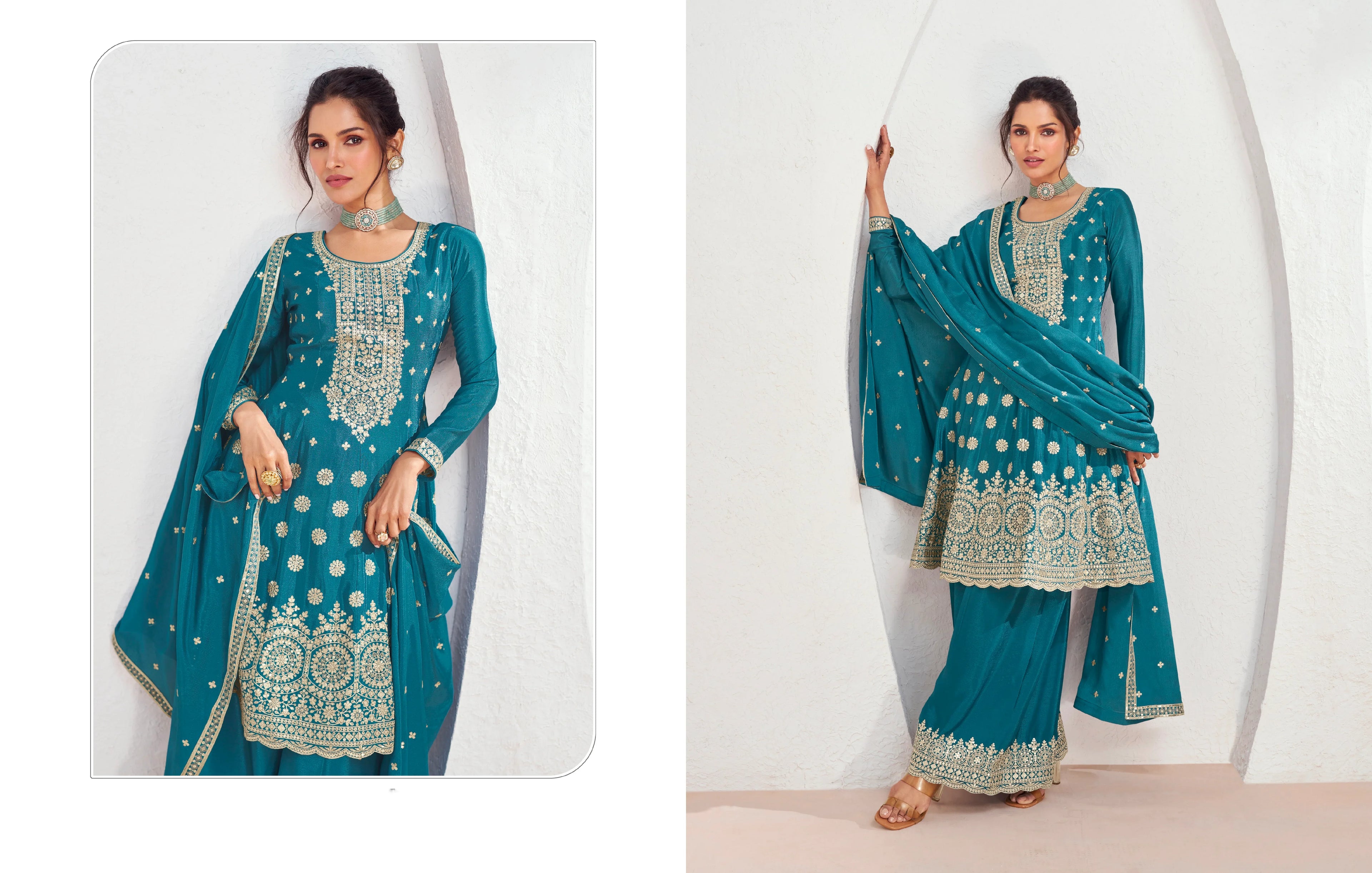 Designer Occasion Wear Latest Premium Chinnon Silk Anarkali Style Salwar Suit