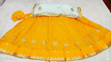 Rajsthani Traditional Rajputi Pure Organza Butti Work Lehenga Choli