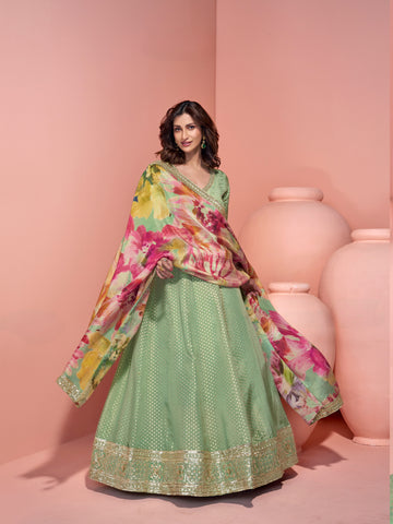 Sage Green Heavy Embroidered Anarkali Suit