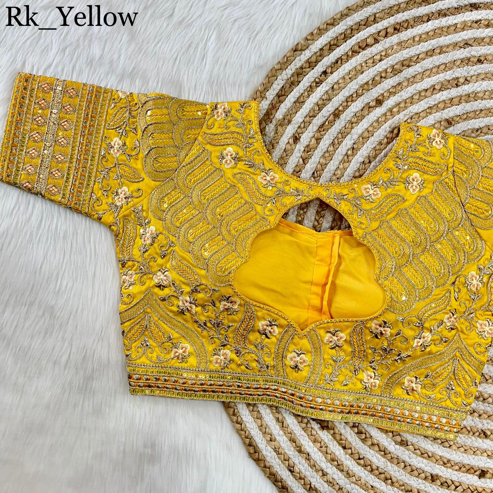 Part Wear Gold Jari With Rainbow 4 Sequence Heavy Embroidery Work Blouse - Anant Exports