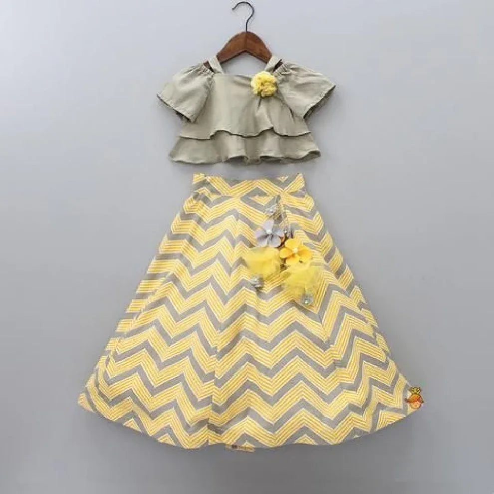 Designer Party Wear Kids Crop Top & Plazzo Dress