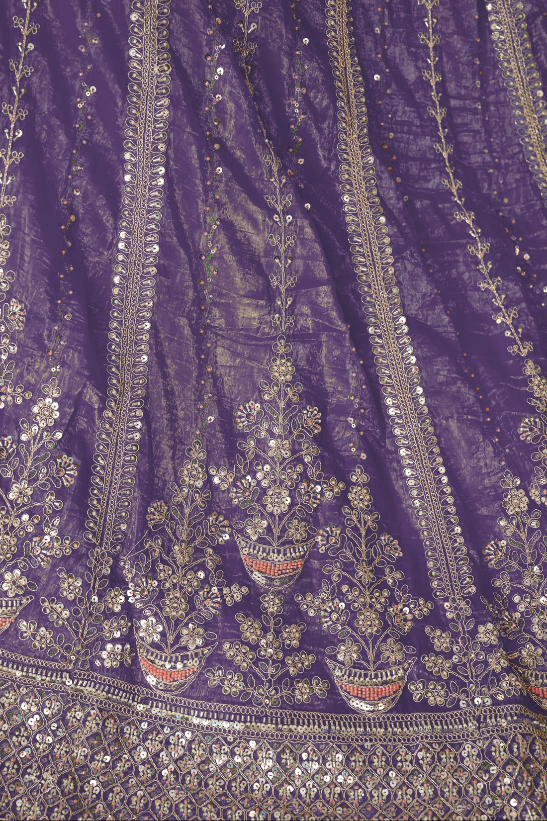 Purple Jimmy Choo bridal lehenga with heavy zari embroidery