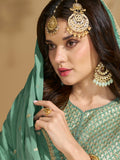 Pastel Green Heavy Embroidered Georgette Sharara Suit