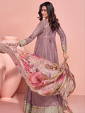 Mauve Purple Heavy Embroidered Anarkali Suit