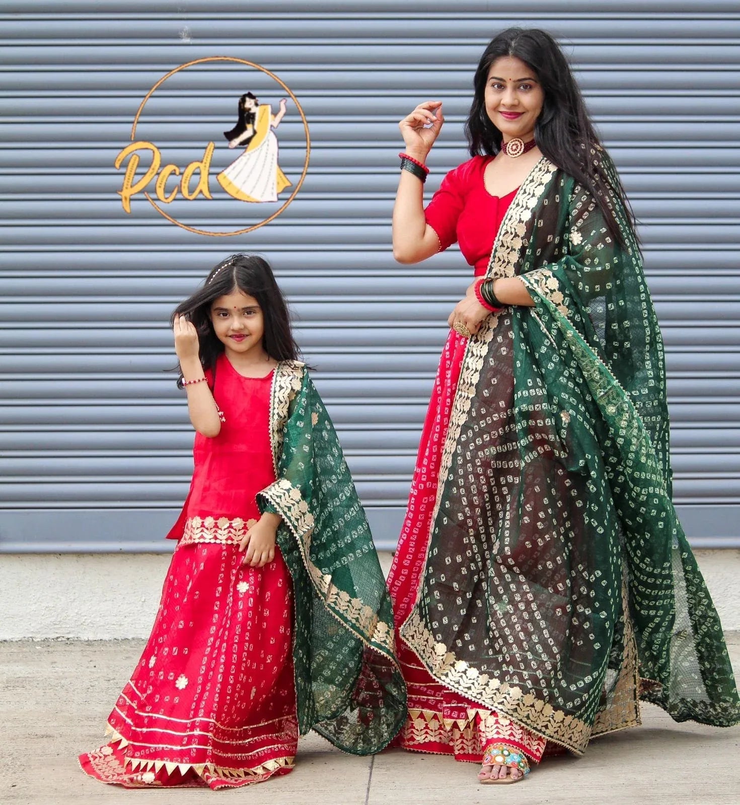Rajasthani Traditional Combo Mother daughter Bhandhej Kotta Doriya Lehenga Chunni - Anant Exports