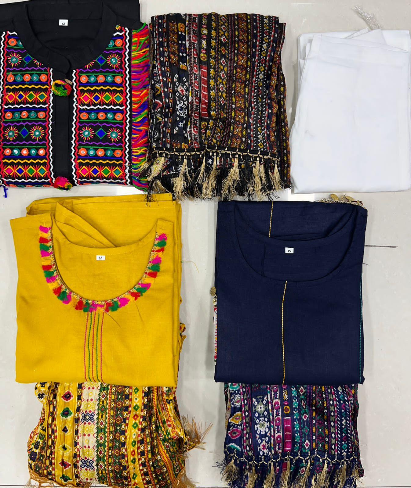 Navratri Special Couple combo of Kurta with Pajama & Kurti with Pants & Dupatta Dress - Anant Exports