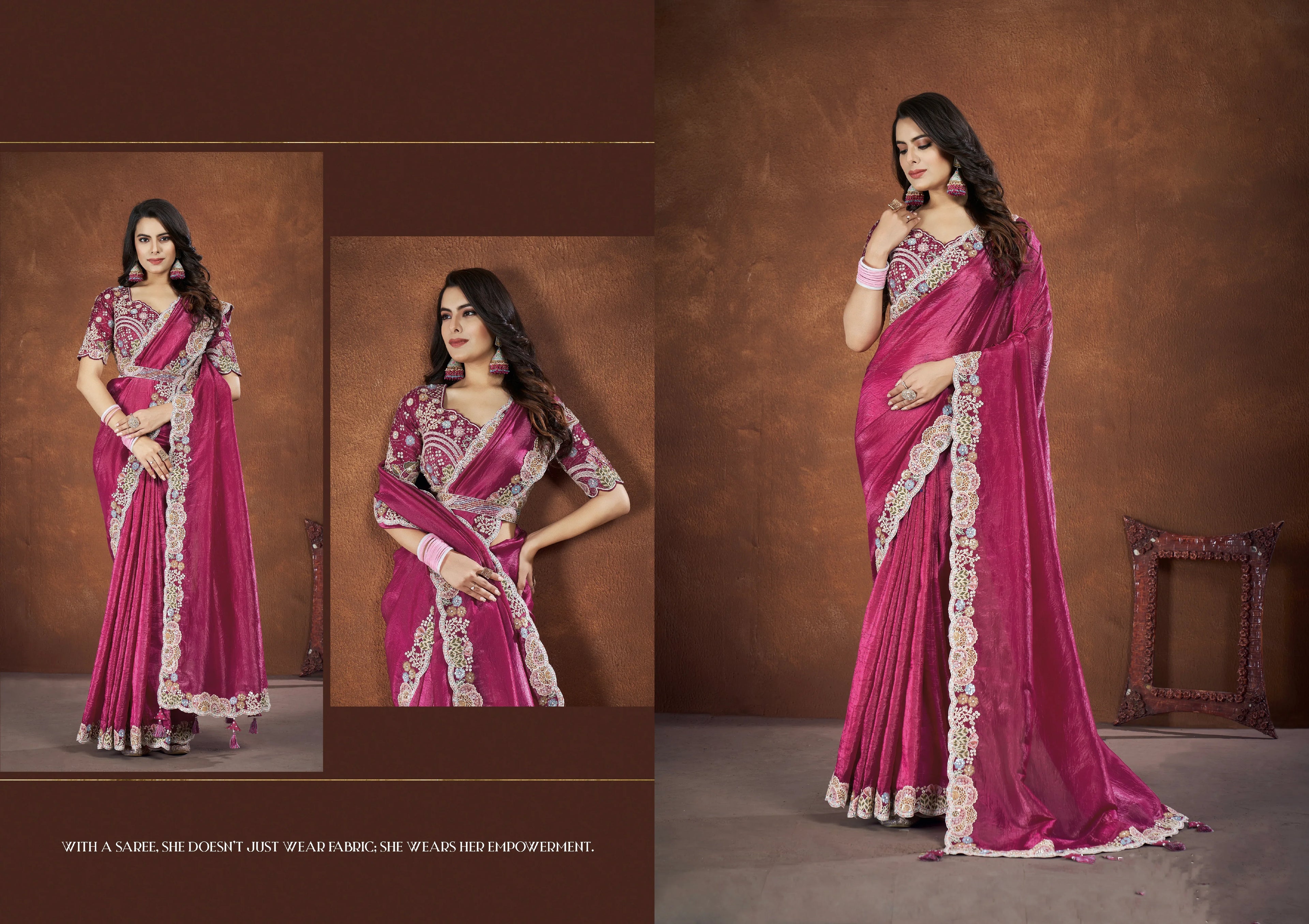 Beautiful Designer Festive Wear Heavy Banarasi Crush Silk Saree