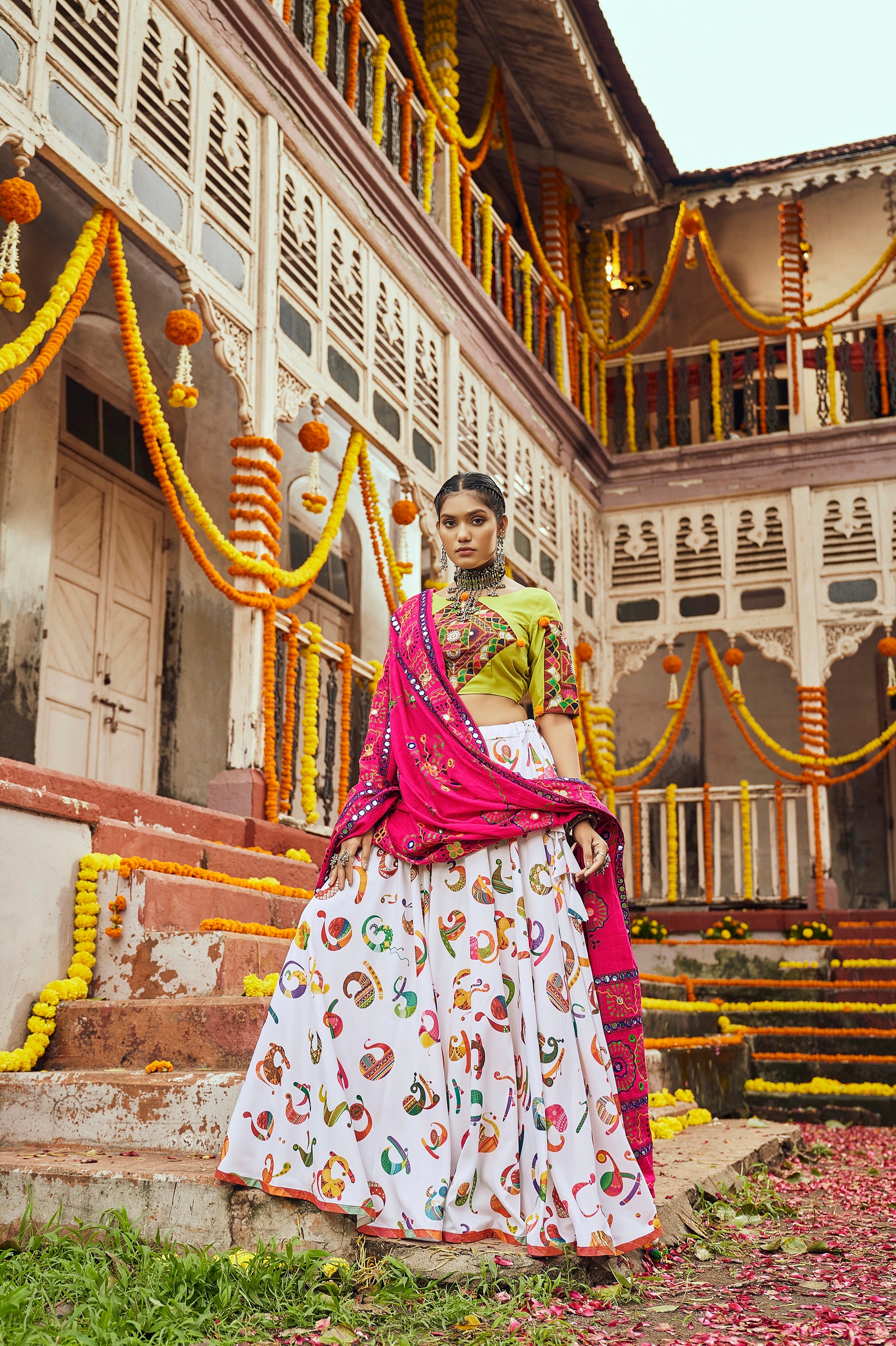 White Chaniya Choli for Navratri Festival
