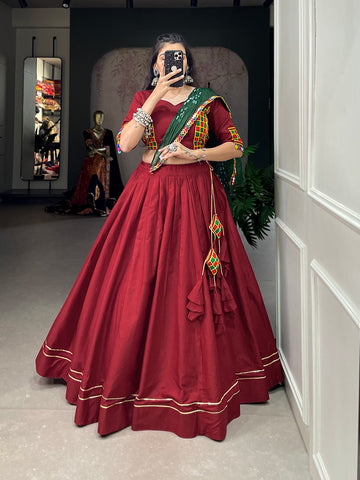 Beautiful Party Wear Traditional Gamthi Mirror Work Lehenga Choli D.No. 1604