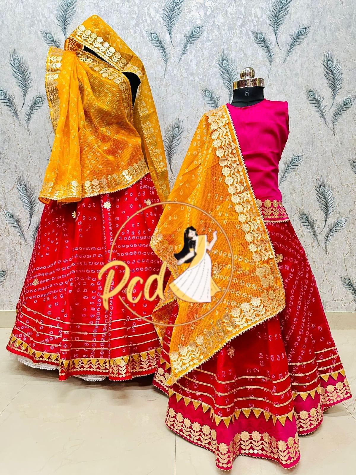 Rajasthani Traditional Combo Mother daughter Bhandhej Kotta Doriya Lehenga Chunni - Anant Exports