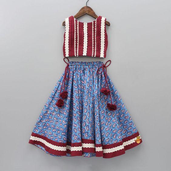 Designer Party Wear Kids Crop Top & Plazzo Dress - Anant Exports