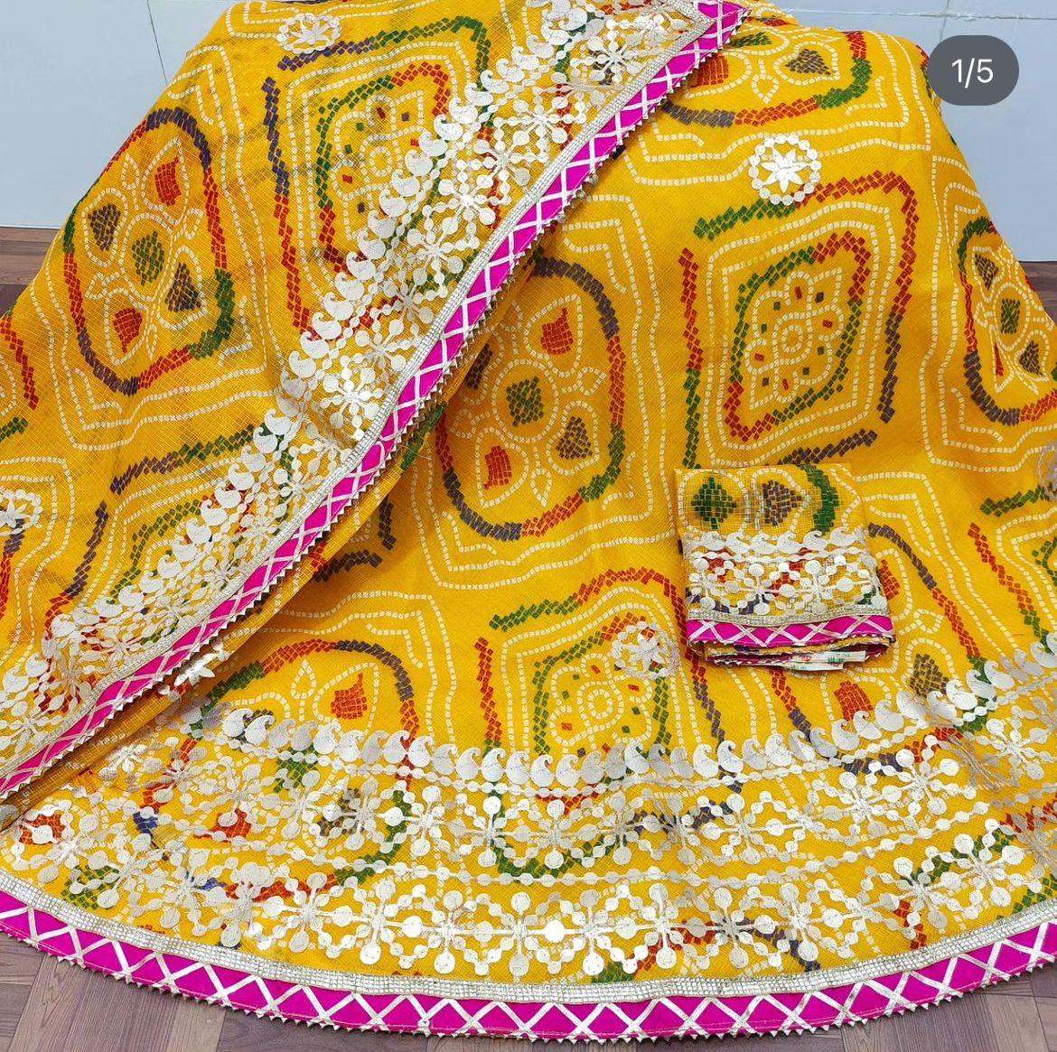 Rajasthani Traditional Kota Doriya Bandhej Print Lahenga Choli - Anant Exports
