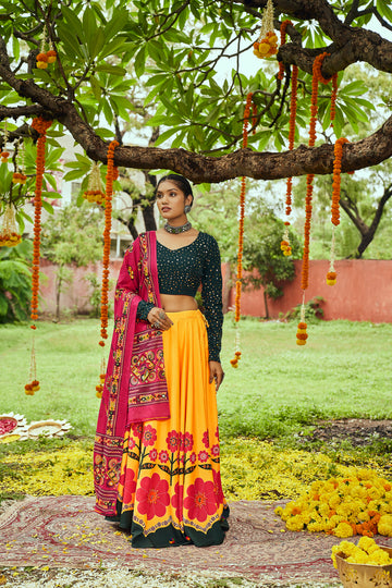 Yellow floral chaniya choli for Navratri