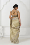 Traditional chiku Dola silk saree with matching blouse