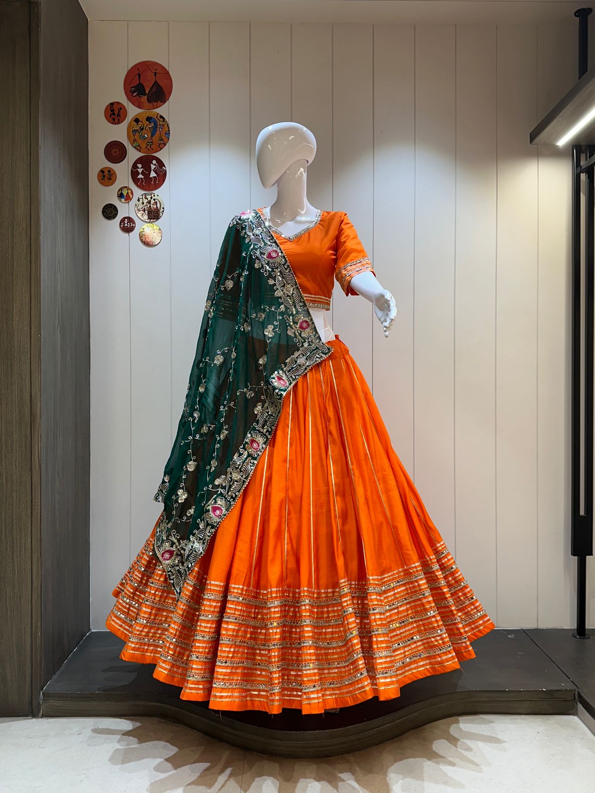 Green Dupatta Green And Orange Dress Combination Orange Bandhani Dress With Green Dupatta Green Dupatta Green And Orange Dress Combination Orange Bandhani Dress With Green Dupatta