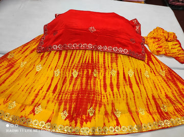Rajsthani Traditional Gottapatti Shibori Lehanga Chunni