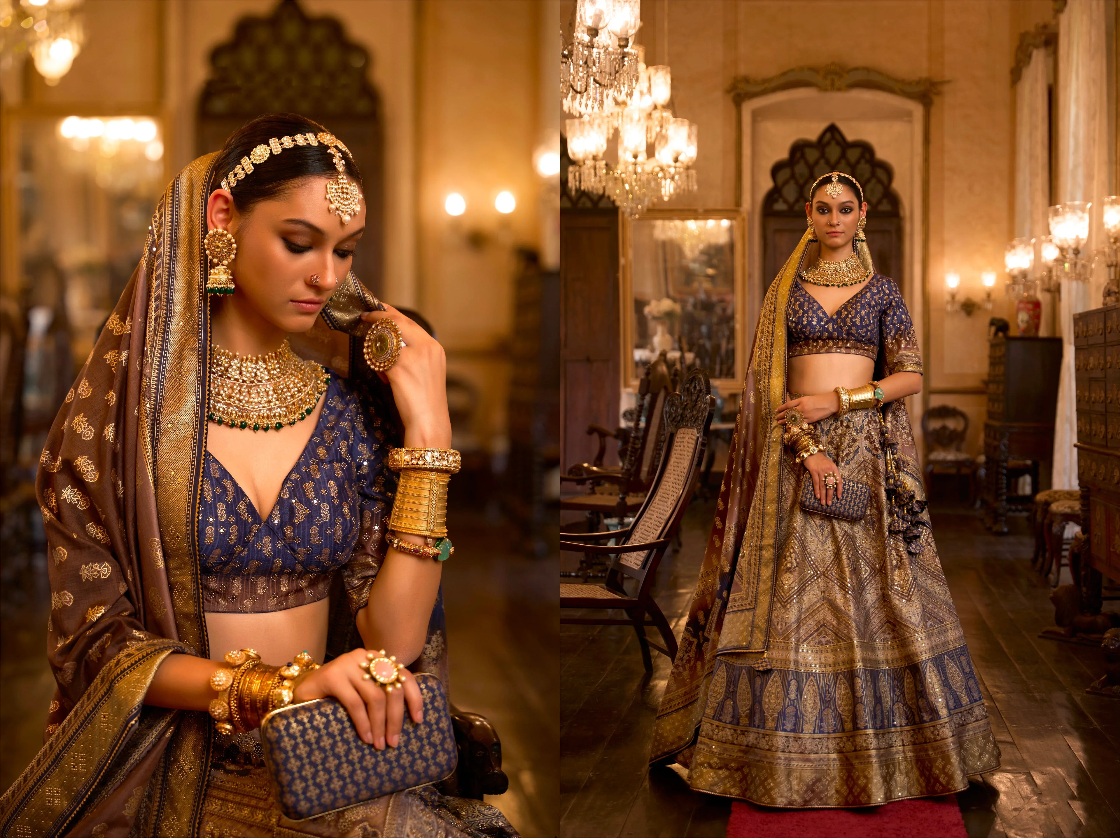 Exquisite Rajwadi Silk Wedding Lehenga Choli with Mirror Work