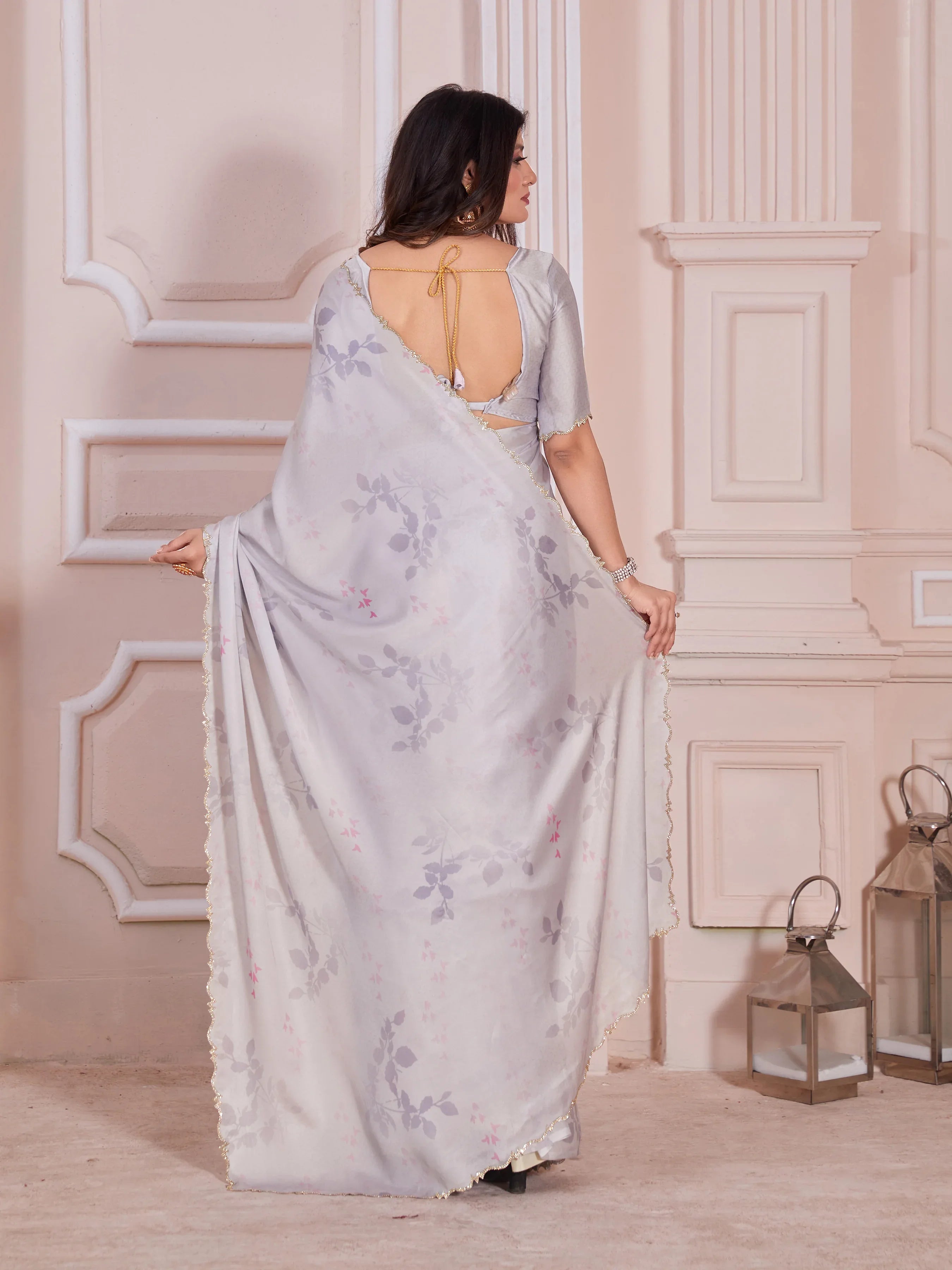 Beautiful Designer Casual Wear Pure Satin Georgette Saree