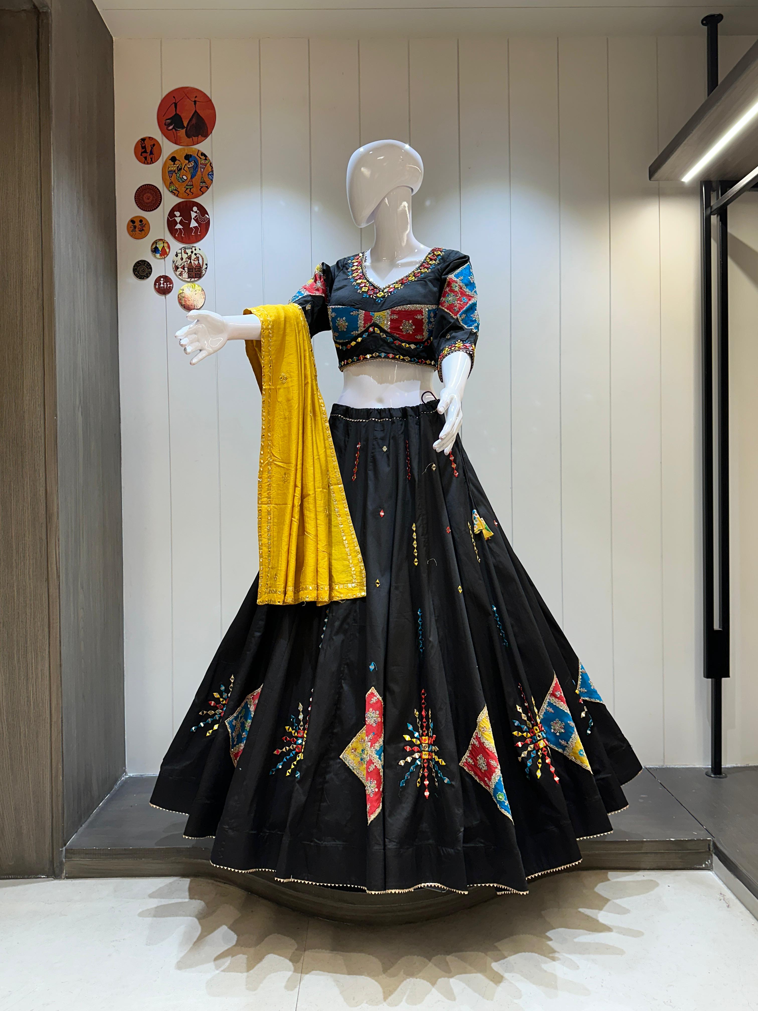Black Jaam Cotton Chaniya Choli for Garba Nights