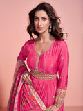 Rani Pink Heavy Embroidered Anarkali Gown