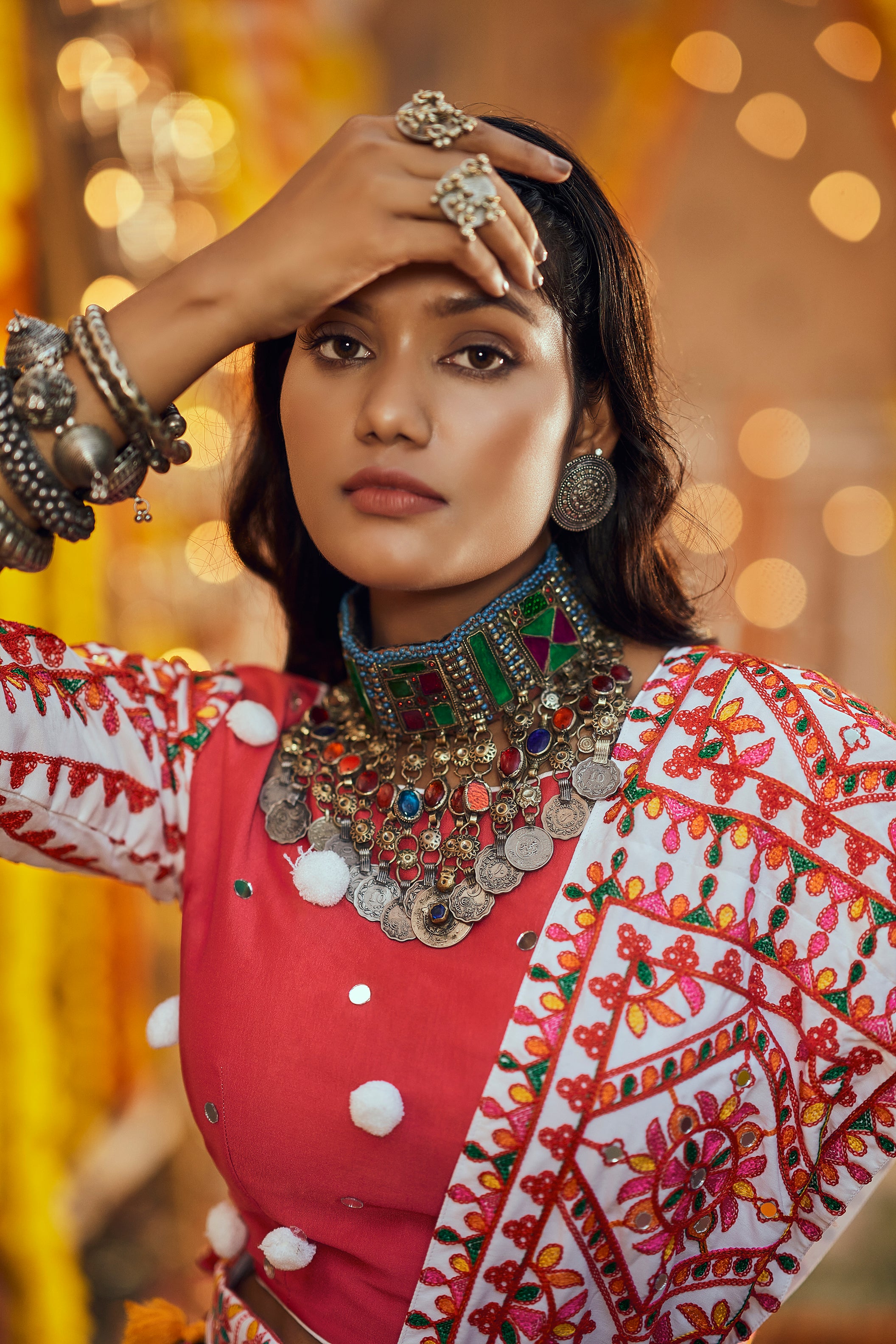 Ethnic black lehenga with aari work dupatta