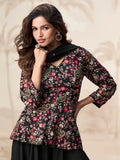 Trendy Black Embroidered Palazzo Suit for Women