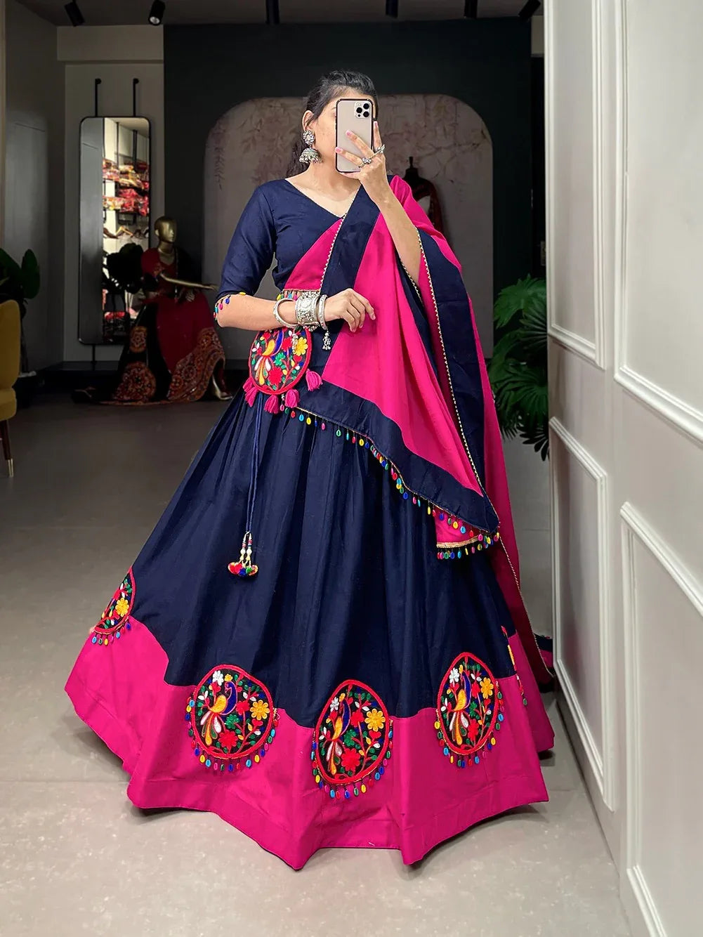 Navratri Traditional Gamthi work Garba Lehenga Choli Dno 1665 - Anant Exports