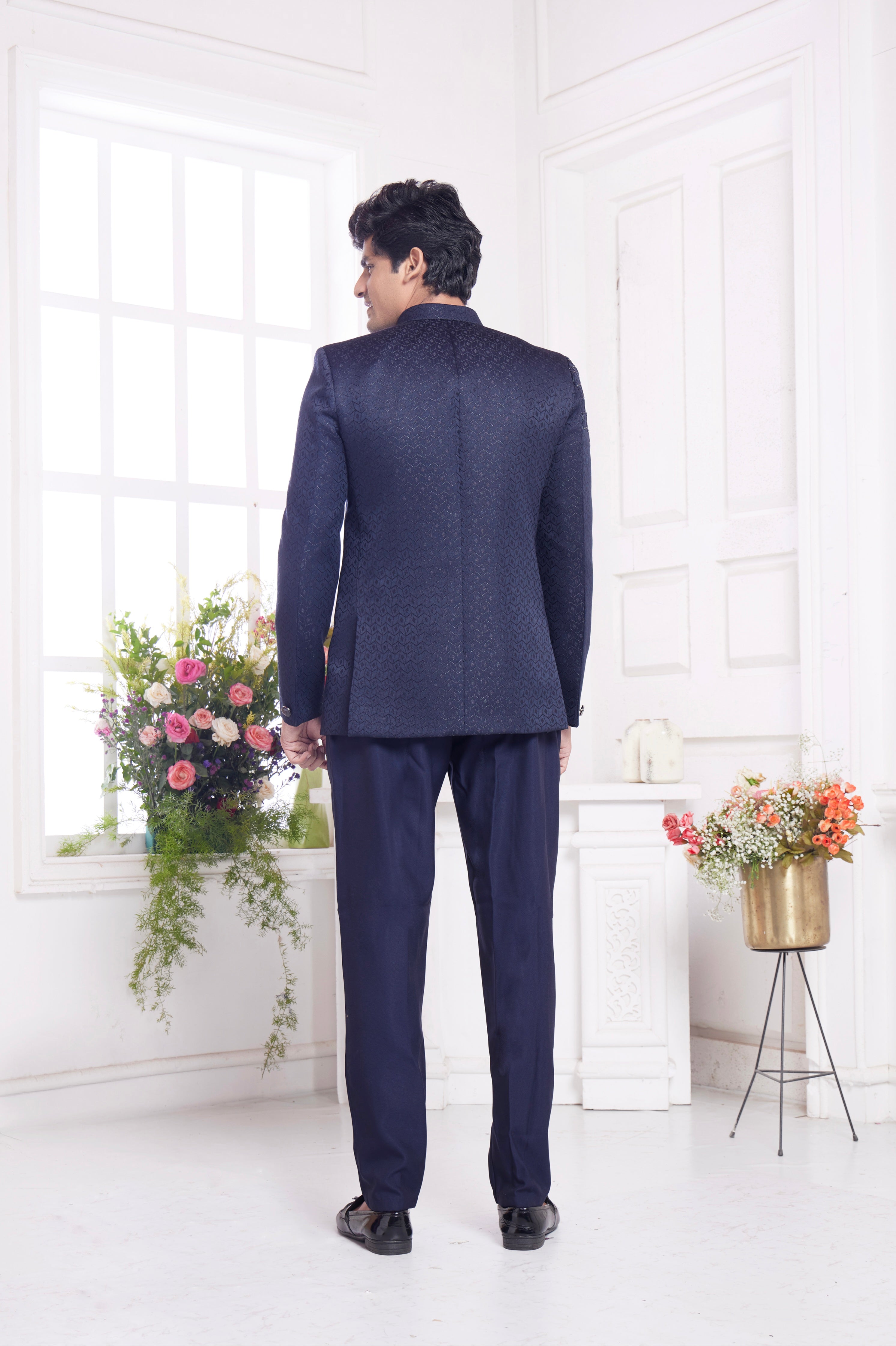 Designer wedding navy blue jodhpuri set