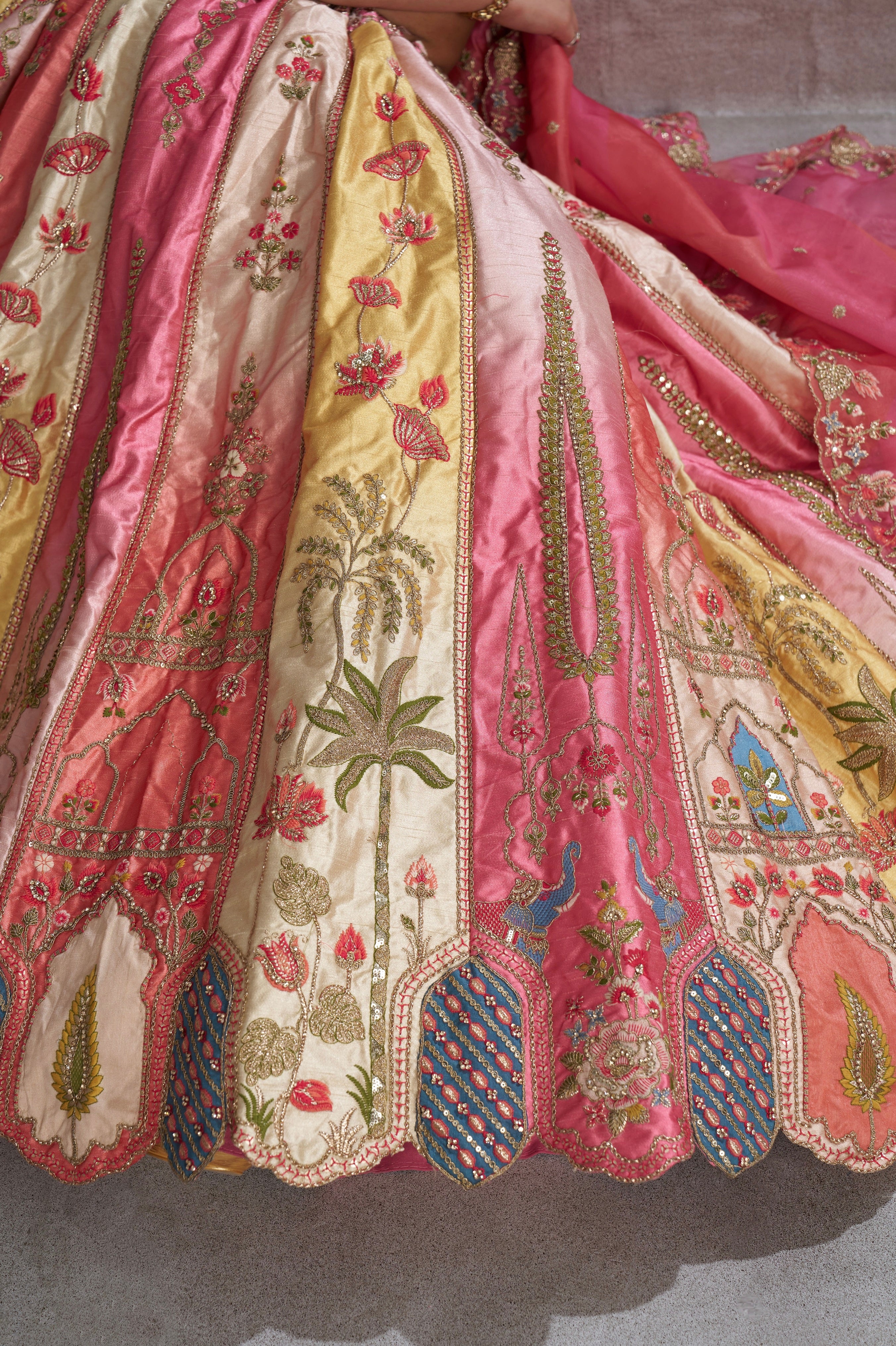 Festive Multi Pink Silk Lehenga Choli Set