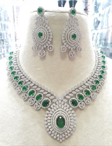 Silver green choker for wedding
