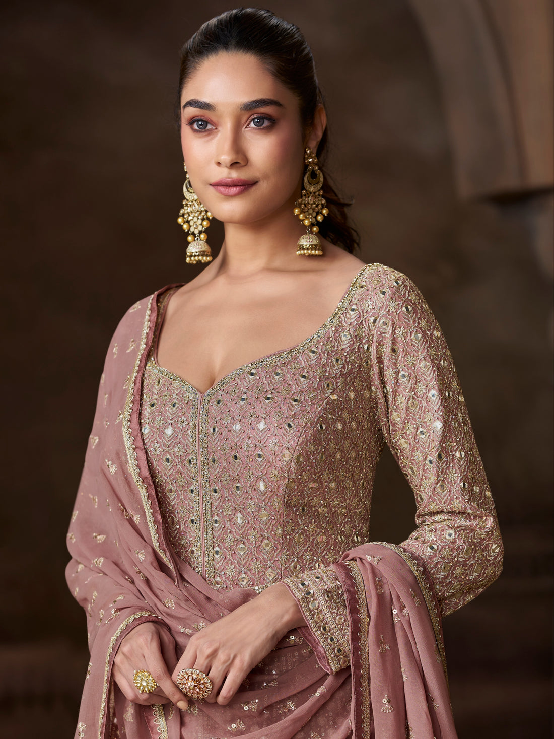 Blush Pink Heavy Embroidered Anarkali Suit