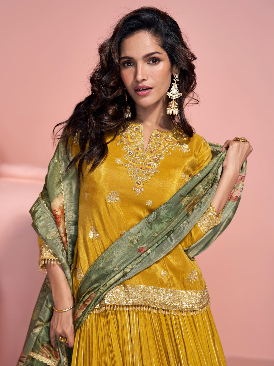 Mustard Yellow Peplum Style Anarkali Suit