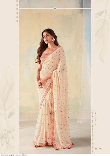 Beautiful Designer Party Wear Saadi Georgette Print Saree