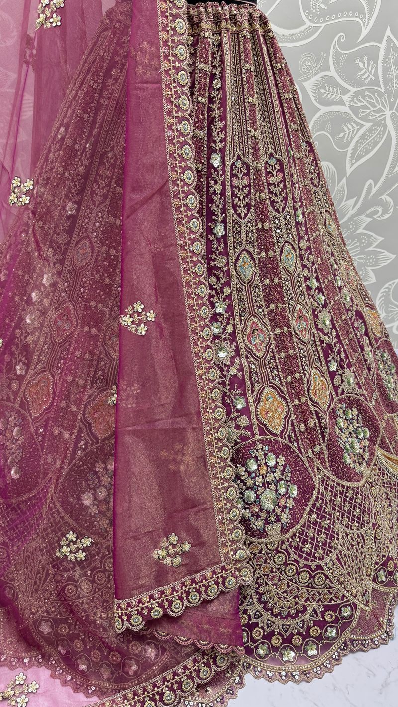 Onion Pure Soft Orgenza Sequins Work Bridal Lehenga Choli Organza Lehenga Choli Anant Tex Exports Pvt.Ltd..