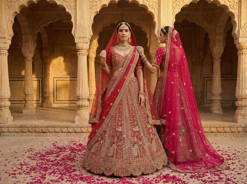 Pink Pure Soft Silk Heavy Embroidery Work Bridal Lehenga