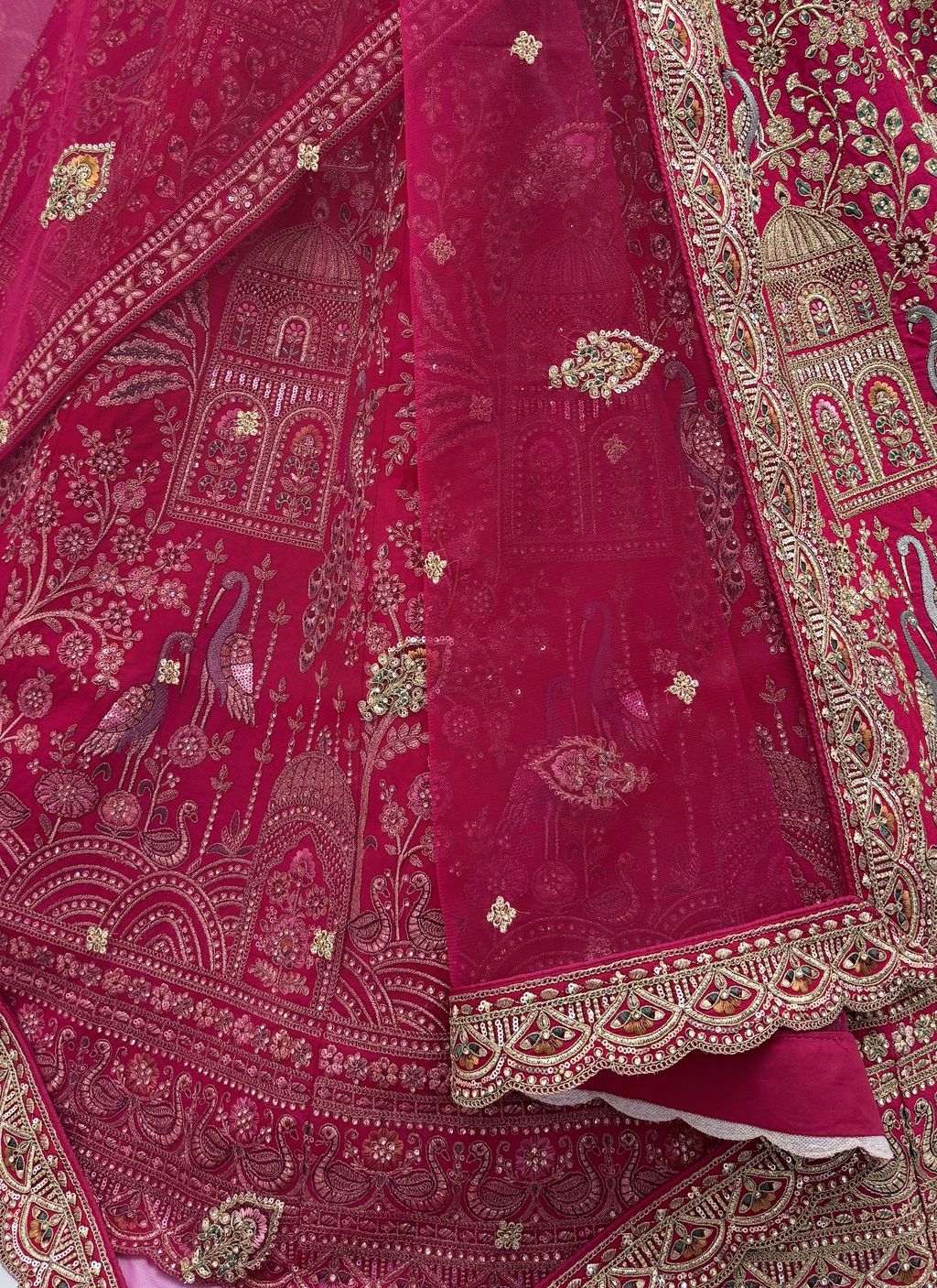 Pink Pure Soft Gadwal Silk Heavy Embroidery Work Bridal Lehenga