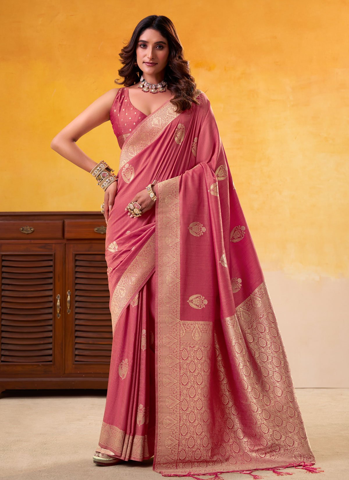 Rose Mauve Pure Soft Dhatu Silk Handloom Tussar Silk Saree